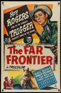 9t1441 FAR FRONTIER 1sh 1948 Roy Rogers & Trigger help patrol the U.S./Mexico border, ultra rare!