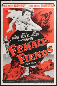 9t1447 FEMALE FIENDS 1sh 1959 sexy English bad girls, their motive GREED, their method MURDER!