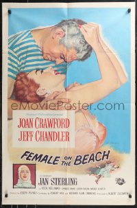 9t1448 FEMALE ON THE BEACH 1sh 1955 Joan Crawford, Jeff Chandler, Jan Sterling!