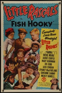 9t1457 FISH HOOKY 1sh R1952 Our Gang, Mickey Daniels, Mary Kornman, 'Spanky' McFarland, Moore!