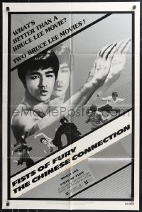 9t1459 FISTS OF FURY/CHINESE CONNECTION 1sh 1980 two Bruce Lee movies are better than one!