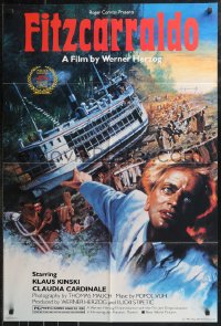 9t1460 FITZCARRALDO 1sh 1982 cool art of Klaus Kinski by Jean Mascii, Werner Herzog directed!