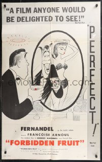 9t1472 FORBIDDEN FRUIT 1sh 1959 Fernandel, Francoise Anoul, great Al Hirschfeld artwork!