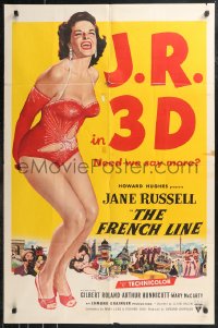 9t1477 FRENCH LINE 3D 1sh 1954 full-length art of sexy Jane Russell in 3D, need we say more!