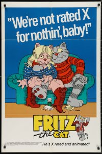 9t1481 FRITZ THE CAT 1sh 1972 Ralph Bakshi sex cartoon, he's x-rated and animated, from R. Crumb!