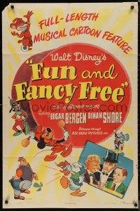 9t1485 FUN & FANCY FREE 1sh 1947 Disney, Mickey, Donald, Goofy, Edgar Bergen, Charlie McCarthy