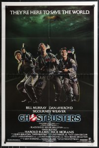 9t1493 GHOSTBUSTERS 1sh 1984 Bill Murray, Dan Aykroyd & Harold Ramis here to save the world!