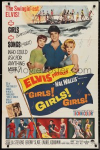 9t1496 GIRLS GIRLS GIRLS 1sh 1962 Elvis Presley, Stella Stevens & boat full of sexy girls!