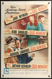 9t1498 GLASS MENAGERIE 1sh 1950 Jane Wyman thinks she loves Kirk Douglas, Tennessee Williams!