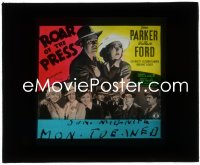 9t0753 ROAR OF THE PRESS glass slide 1941 close up of scared Jean Parker & reporter Wallace Ford!