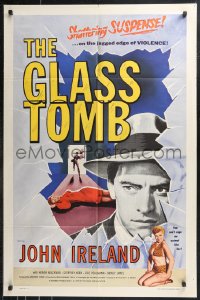 9t1499 GLASS TOMB 1sh 1955 you can't cage an animal like sexy Honor Blackman, Hammer film noir!