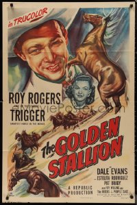 9t1505 GOLDEN STALLION 1sh 1949 Roy Rogers, Dale Evans, Trigger & The Riders of the Purple Sage!