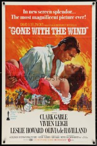 9t1508 GONE WITH THE WIND 1sh R1970 Terpning art of Gable carrying Leigh over burning Atlanta!