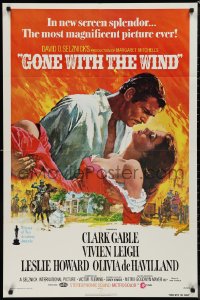 9t1509 GONE WITH THE WIND 1sh R1974 Howard Terpning art of Gable carrying Leigh over burning Atlanta!