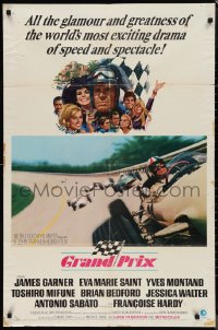 9t1516 GRAND PRIX 1sh 1967 Formula One race car driver James Garner, artwork by Howard Terpning!