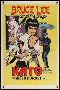 9t1524 GREEN HORNET 1sh 1974 cool art of Van Williams & giant Bruce Lee as Kato!