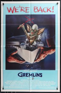 9t1527 GREMLINS 1sh R1985 cute, clever, mischievous, dangerous, Joe Dante Christmas horror comedy!