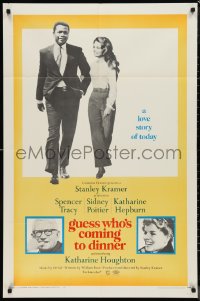 9t1528 GUESS WHO'S COMING TO DINNER 1sh 1967 Sidney Poitier, Spencer Tracy, Katharine Hepburn!