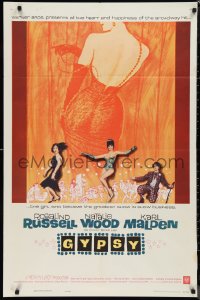 9t1531 GYPSY 1sh 1962 wonderful artwork of Rosalind Russell & sexiest Natalie Wood!