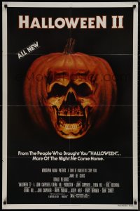 9t1532 HALLOWEEN II 1sh 1981 cool jack-o-lantern skull image, more of the night HE came home!