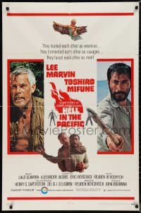 9t1542 HELL IN THE PACIFIC style B 1sh 1968 Lee Marvin, Toshiro Mifune, directed by John Boorman!