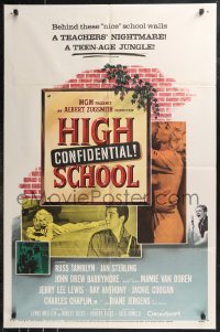 9t1548 HIGH SCHOOL CONFIDENTIAL 1sh 1958 sexy teen Mamie Van Doren is a teacher's nightmare!