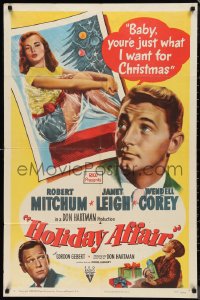 9t1556 HOLIDAY AFFAIR 1sh 1949 sexy Janet Leigh is what Robert Mitchum wants for Christmas!