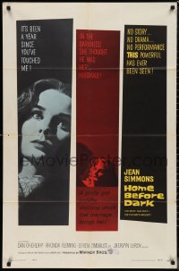 9t1559 HOME BEFORE DARK 1sh 1958 pretty untouched Jean Simmons is a wife on the rim of insanity!