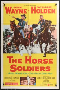 9t1562 HORSE SOLDIERS 1sh 1959 art of U.S. Cavalrymen John Wayne & William Holden, John Ford