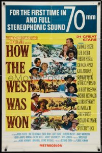 9t1568 HOW THE WEST WAS WON 1sh R1969 John Ford epic, cool artwork of stars & action scenes!