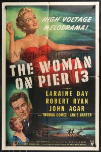 9t1578 I MARRIED A COMMUNIST 1sh 1950 sexy smoking Janis Carter, Robert Ryan, Woman on Pier 13!