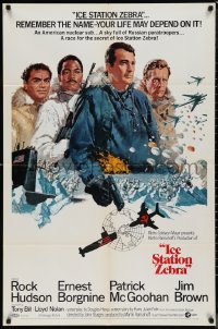 9t1582 ICE STATION ZEBRA style A 1sh 1969 Terpning art of Rock Hudson, Brown, Borgnine & McGoohan!