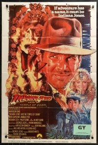 9t1591 INDIANA JONES & THE TEMPLE OF DOOM int'l 1sh 1984 Harrison Ford, Kate Capshaw, Drew Struzan art!