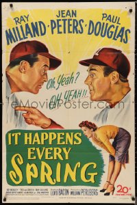 9t1596 IT HAPPENS EVERY SPRING 1sh 1949 Ray Milland & Douglas on St. Louis Cardinals baseball team!