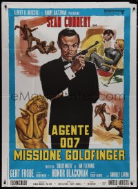 9t0163 GOLDFINGER Italian 1p R1970s art of Sean Connery as James Bond + sexy golden Shirley Eaton!