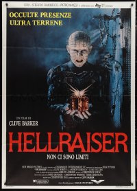 9t0165 HELLRAISER Italian 1p 1987 Clive Barker horror, great image of Pinhead holding cube!