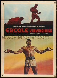 9t0166 HERCULES THE INVINCIBLE Italian 1p R1970s art of Dan Vadis as the strongest man in the world!