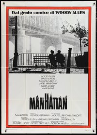 9t0183 MANHATTAN Italian 1p R1980s classic image of Woody Allen & Diane Keaton by Queensboro bridge