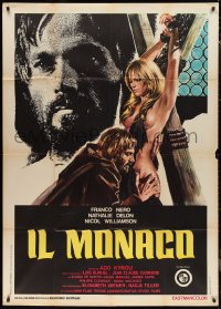 9t0185 MONK Italian 1p 1972 Adonis Kyrou, completely different horror art, Franco Nero, Delon!