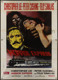 9t0104 HORROR EXPRESS Italian 2p 1974 a nightmare of terror traveling aboard this train, cool art!