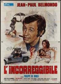 9t0106 INCORRIGIBLE Italian 2p 1975 Philippe de Broca, art of Jean-Paul Belmondo & Genevieve Bujold!