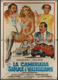 9t0108 LA CAMERIERA SEDUCE I VILLEGGIANTI Italian 2p 1980 art of sexy near-naked Anna Maria Rizzoli!