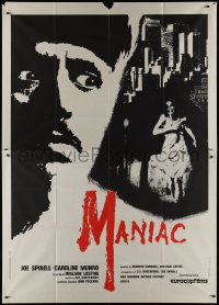 9t0112 MANIAC Italian 2p 1981 William Lustig's grindhouse slasher, different horror montage, rare!