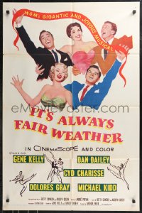 9t1597 IT'S ALWAYS FAIR WEATHER 1sh 1955 art of Gene Kelly, Cyd Charisse, Dan Dailey & Dolores Gray!