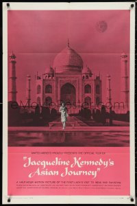 9t1601 JACQUELINE KENNEDY'S ASIAN JOURNEY 1sh 1962 great image of Jackie in front of Taj Mahal!