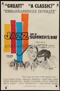 9t1604 JAZZ ON A SUMMER'S DAY 1sh 1960 Louis Armstrong, cool romantic close-up art!