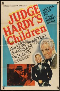 9t1612 JUDGE HARDY'S CHILDREN 1sh 1938 art of Lewis Stone & Mickey Rooney as Andy Hardy!