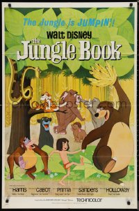 9t1614 JUNGLE BOOK 1sh 1967 Walt Disney cartoon classic, great image of Mowgli & friends!