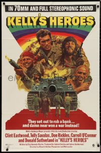 9t1619 KELLY'S HEROES 1sh 1970 Clint Eastwood, Telly Savalas, Don Rickles, Donald Sutherland in 70MM