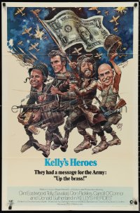 9t1620 KELLY'S HEROES 1sh 1970 Jack Davis Spirit of '76 art, Eastwood, Savalas, Sutherland, Rickles!